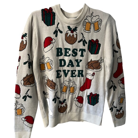 Topman Best Day Ever Holiday Ugly Sweater Mens Sz XS Christmas Thanksgiving - Picture 1 of 7